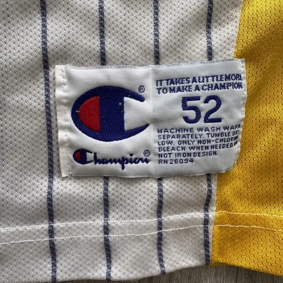 Vintage Champion Indiana Pacers Jersey Mens 2XL (52) White Stripe Basketball